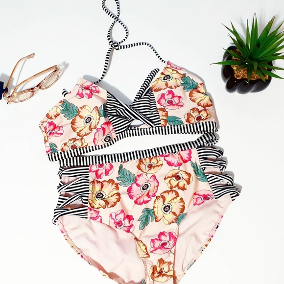 No Boundaries Other - No Boundries High-Waist Floral Mix Print Bikini